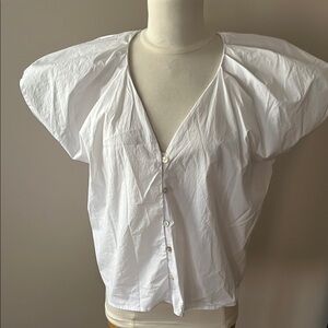 Dreamers White Boxy Puff Sleeve Blouse